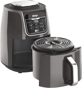 Ninja AF161 Max XL Air Fryer that Cooks, Crisps, Roasts, Bakes, Reheats and Dehydrates, with 5.5 Quart Capacity, and a High Gloss Finish, Grey