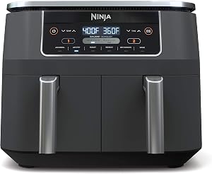 Ninja DZ201 Foodi 8 Quart 6-in-1 DualZone 2-Basket Air Fryer with 2 Independent Frying Bas