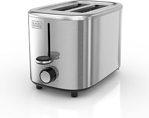 BLACK+DECKER 2-Slice Toaster with 7 Toast Shade Settings, Extra-Wide Slots for Bagels, St