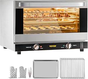 VEVOR Commercial Convection Oven, 47L/43Qt, Half-Size Conventional Oven Countertop, 1600W