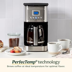 Cuisinart 14-Cup Coffee Maker, Programmable PerfecTemp Glass Carafe Coffee Machine with 1-
