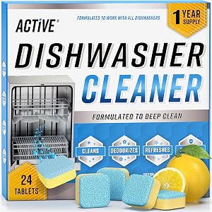 Dishwasher Cleaner And Deodorizer Tablets - 24 Pack Deep Cleaning Descaler Pods for Dish Washer Machine, Heavy Duty, Septic Safe, Natural Limescale Remover, Calcium, Odor, Smell - 12 Month Supply